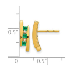 14k Diamond and Emerald Earrings