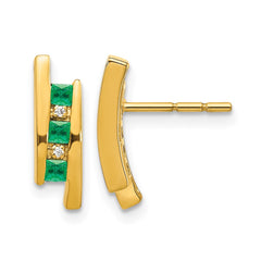 14k Diamond and Emerald Earrings