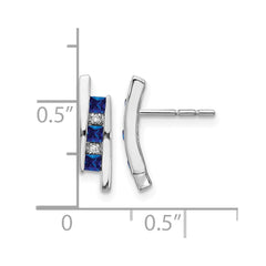 14k White Gold Diamond and Sapphire Earrings - 7