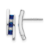 14k White Gold Diamond and Sapphire Earrings - 7