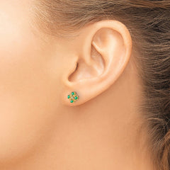 14k Gold Emerald and Diamond Post Earrings