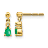 14k Gold Emerald and Diamond Dangle Earrings