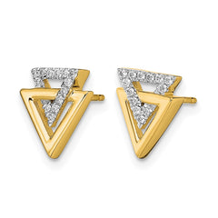14k Polished Triangle Diamond Post Earrings - 2