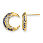 14k Polished Moon Sapphire and Diamond Post Earrings