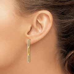 14k Polished 3 Rectangle Link Diamond Post Earrings