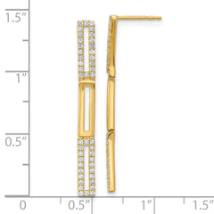 14k Polished 3 Rectangle Link Diamond Post Earrings