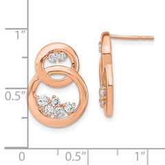 14k Rose Gold Polished Diamond Double Circle Post Earrings