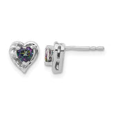 14k White Gold Mystic Fire Topaz and Diamond Heart Earrings