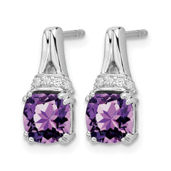 14k White Gold Amethyst and Diamond Earrings