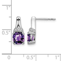 14k White Gold Amethyst and Diamond Earrings