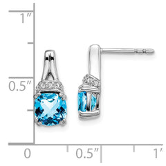 14k White Gold Blue Topaz and Diamond Earrings - 3