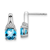 14k White Gold Blue Topaz and Diamond Earrings - 3