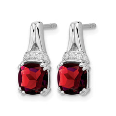 14k White Gold Garnet and Diamond Earrings - 5
