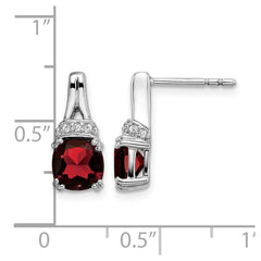 14k White Gold Garnet and Diamond Earrings - 5