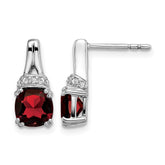 14k White Gold Garnet and Diamond Earrings - 5