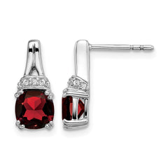 14k White Gold Garnet and Diamond Earrings - 5