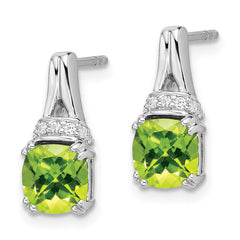 14k White Gold Peridot and Diamond Earrings - 2