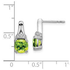 14k White Gold Peridot and Diamond Earrings - 2