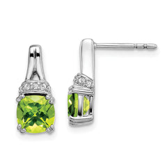 14k White Gold Peridot and Diamond Earrings - 2
