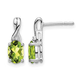14k White Gold Oval Peridot and Diamond Earrings - 2