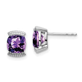 14k White Gold Amethyst Post Earrings - 2