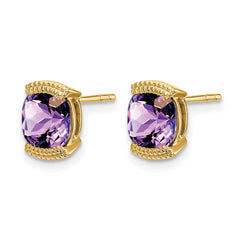 14k Amethyst Post Earrings