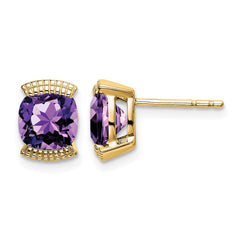 14k Amethyst Post Earrings
