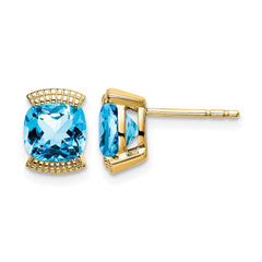 14k Blue Topaz Post Earrings