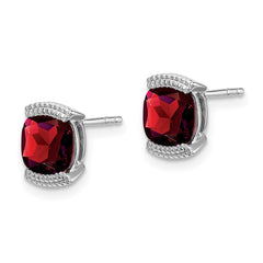 14k White Gold Garnet Post Earrings - 2