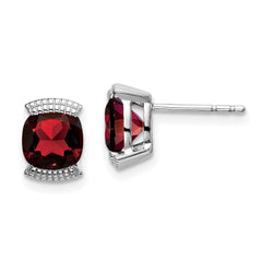 14k White Gold Garnet Post Earrings - 2