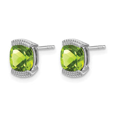 14k White Gold Peridot Post Earrings