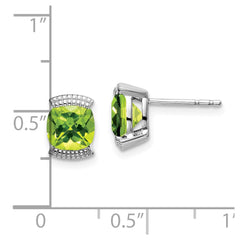 14k White Gold Peridot Post Earrings