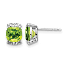 14k White Gold Peridot Post Earrings