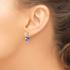 14k White Gold Amethyst and Diamond Earrings - 2