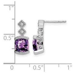 14k White Gold Amethyst and Diamond Earrings - 2