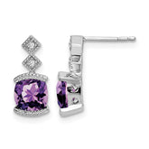 14k White Gold Amethyst and Diamond Earrings - 2