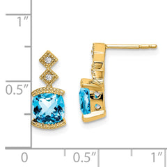 14k Blue Topaz and Diamond Earrings - 2