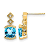 14k Blue Topaz and Diamond Earrings - 2