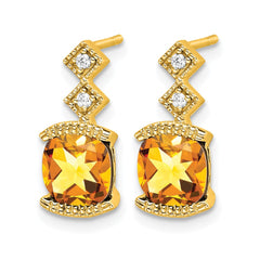 14k Citrine and Diamond Earrings - 2