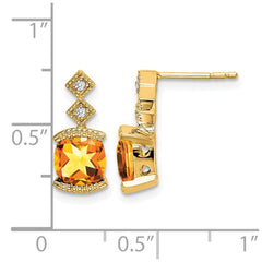 14k Citrine and Diamond Earrings - 2
