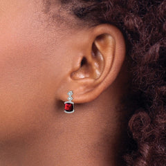 14k White Gold Garnet and Diamond Earrings - 2
