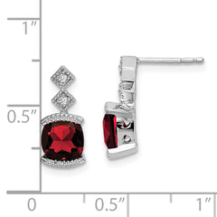 14k White Gold Garnet and Diamond Earrings - 2
