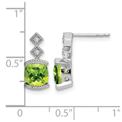 14k White Gold Peridot and Diamond Earrings - 4