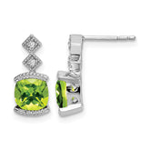 14k White Gold Peridot and Diamond Earrings - 4