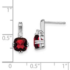 14k White Gold Cushion Garnet and Diamond Earrings - 2