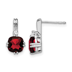 14k White Gold Cushion Garnet and Diamond Earrings - 2
