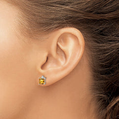 14k White Gold Princess Citrine and Diamond Earrings