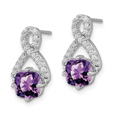 14k White Gold Amethyst and Diamond Earrings - 4