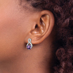 14k White Gold Amethyst and Diamond Earrings - 4