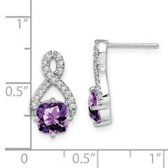 14k White Gold Amethyst and Diamond Earrings - 4